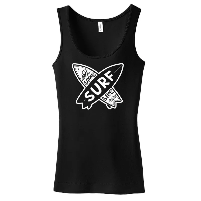 Cozy Dress Soft Street Fashion Love, Surf, Live Tanks
