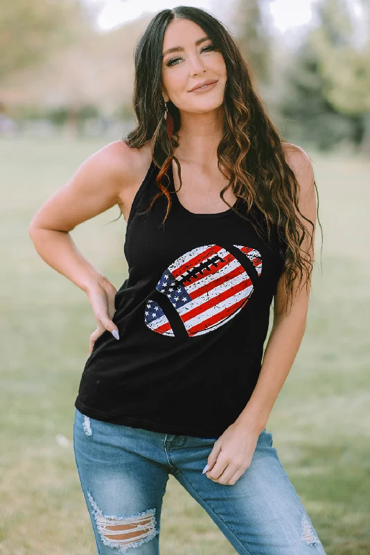 Fashionable Ease Soft Wear Fit Football Graphic Racerback Tank