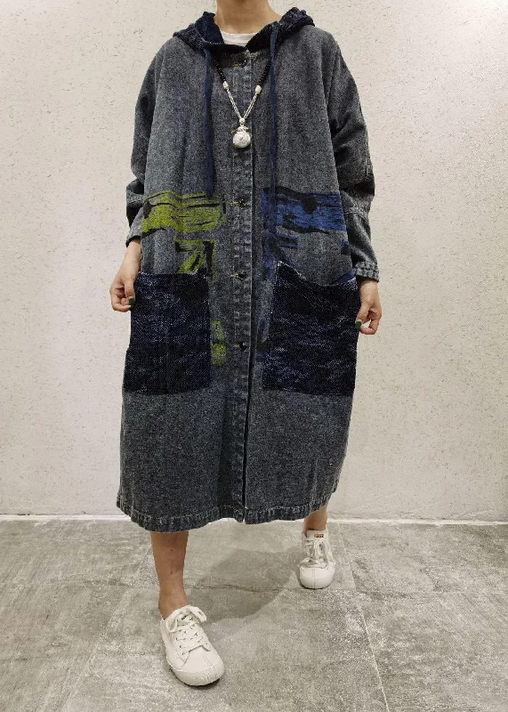 Trendy Wear Effortless Comfort Fit DIY Dark Gray Baggy Hooded Coat