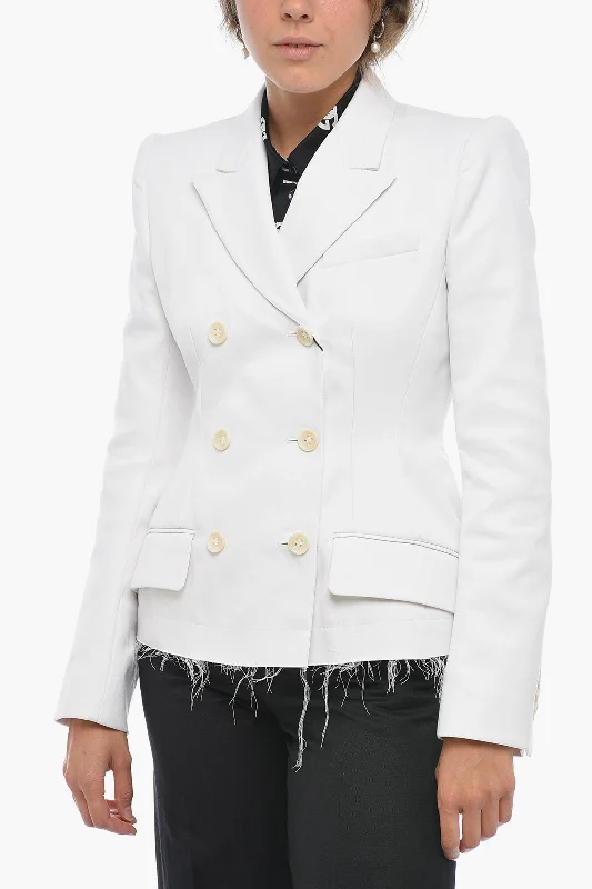 Versatile Outfits Comfortable Fashion Layers Sportmax Double-breasted MOZART Cotton Blazer with Raw-cut Bottom