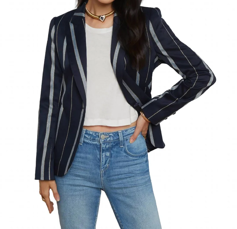 Versatile Comfort Comfortable Fashion Wearables Clementine Jacket In Midnight Multi Stripe