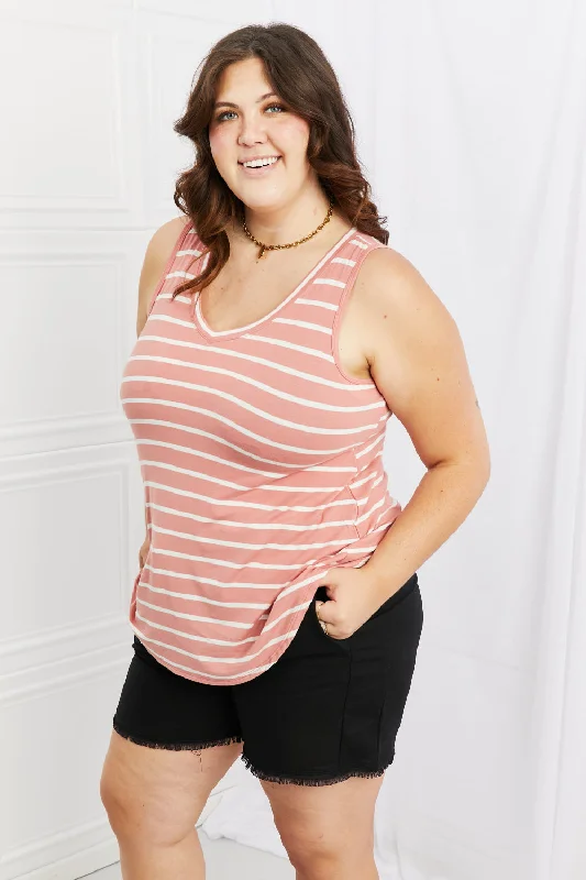 Effortless Dressing Soft Street Fashion Zenana Find Your Path Full Size Sleeveless Striped Top