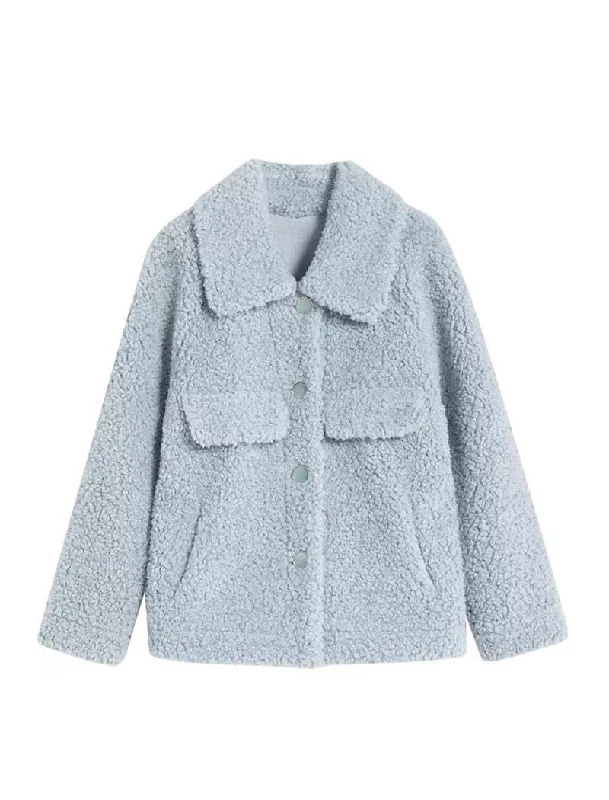 Cozy Layers Trendy Cozy Wearables Faux Fur Teddy Side Flapped Outerwear Coat