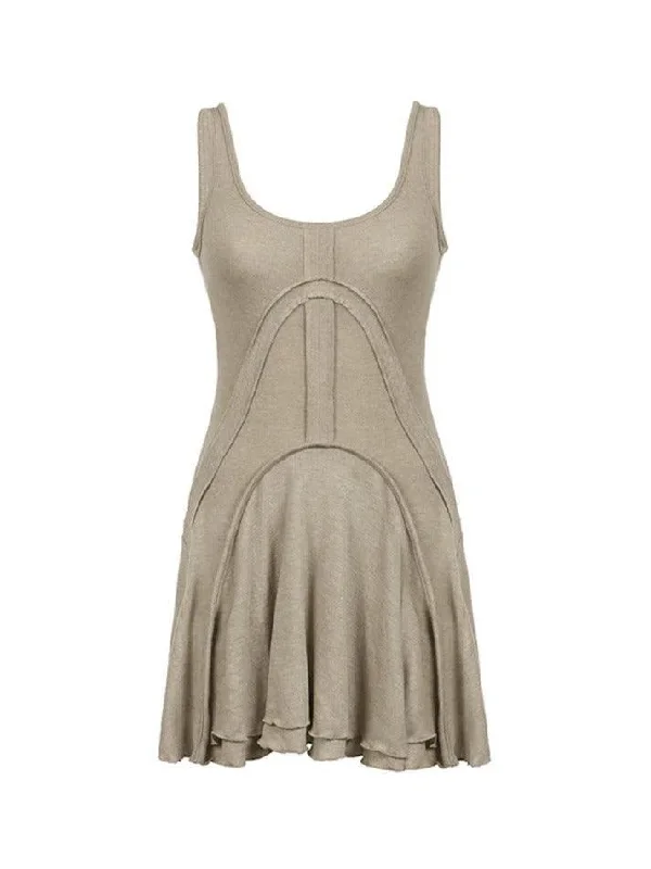 Warm Comfort Soft Casual Wearable Splice Pleated Slim Mini Dress