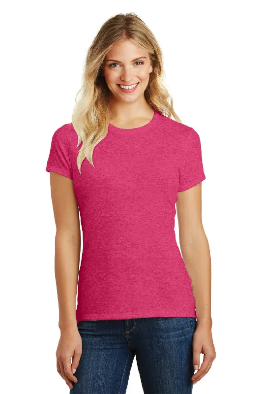 Easy-to-Wear Comfy Fashion Options District Womens Perfect Blend Short Sleeve Crewneck T-Shirt - Heather Watermelon Pink - Closeout