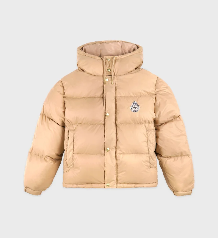 Cozy Chic Simple Chic Pieces Crown Puffer Jacket - Beige