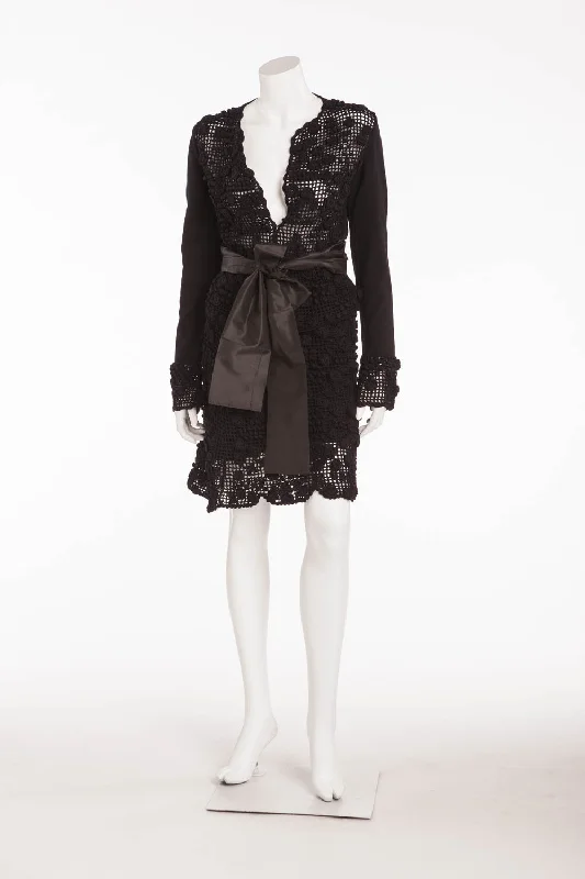 Effortless Dressing Effortless Fashion Options Valentino  - 2PC Black Knitted Long Sleeve Top & Pencil Skirt IT 44