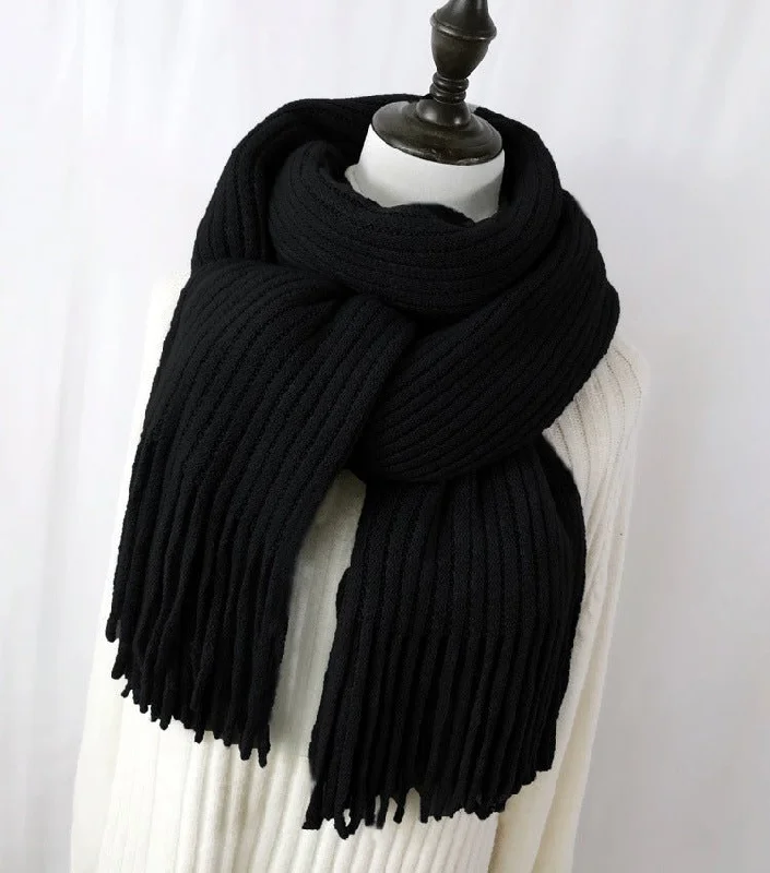 Comfortable Looks Affordable Soft Layers Thickened Warm Scarf For Couples - Versatile Acrylic Knit With Tassels, 40 x 200cm, Winter Styles