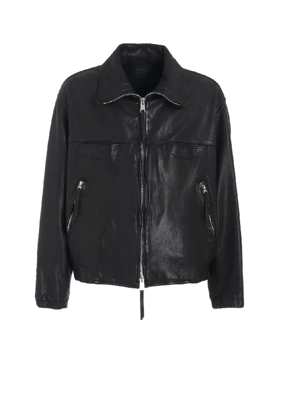 Trendy Wear Casual Soft Fit VEGETABLE TANNED SHEEP LEATHER OVERSIZED ZIPPER BLOUSON