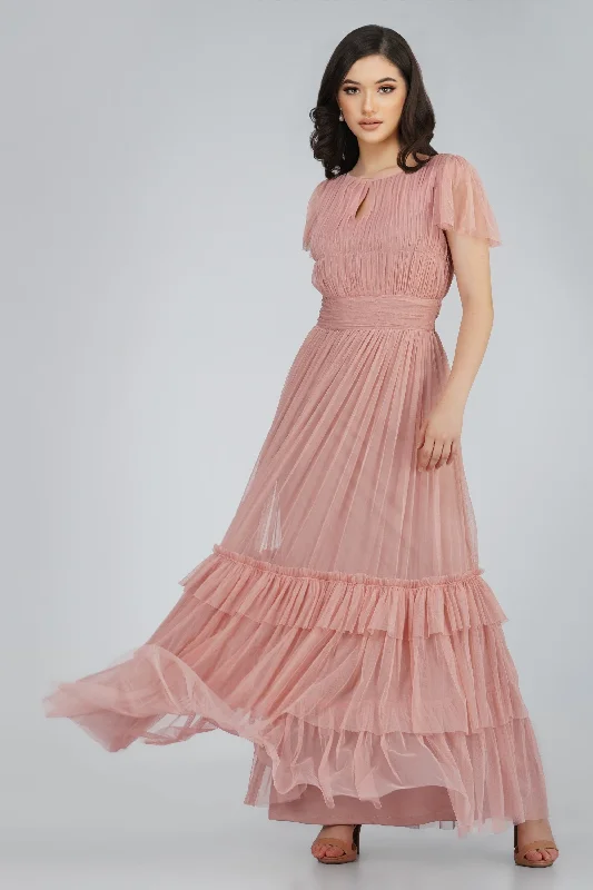 Cozy Vibes Trendy Comfy Outfits Diva Tulle Maxi Dress in Mink