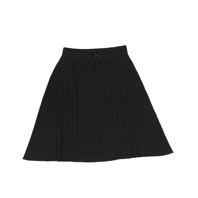 Warm Layers Comfy Outfits Wearable Bamboo Black Knit Pleated Detail Skirt [FINAL SALE]