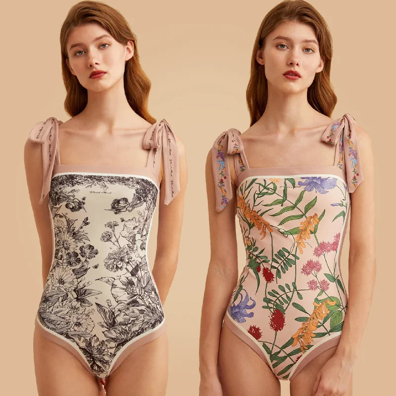 Everyday Comfort Soft Daywear Fits Vintage Strapless Floral Print Women Swimsuits