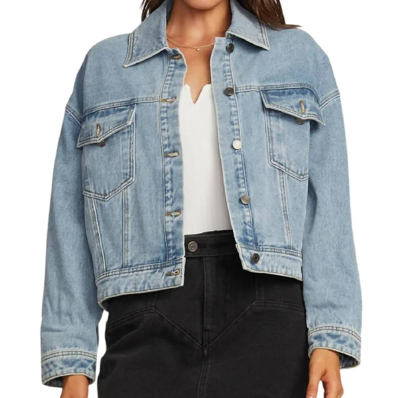 Trendy Looks Effortless Cozy Layers Marin Jacket In Stonewash Denim