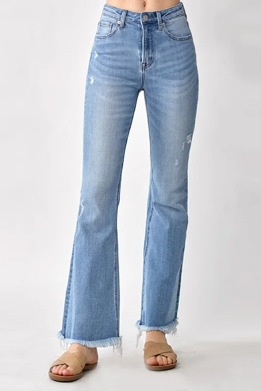 Urban Chic Soft Daywear Fits RISEN High Rise Frayed Hem Bootcut Jeans