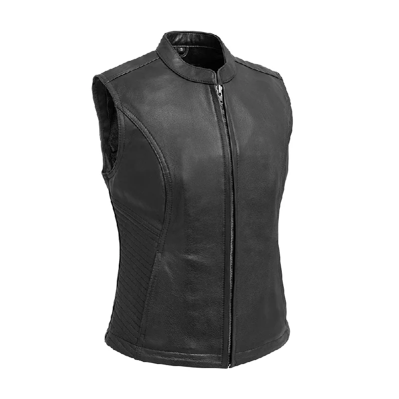 Simple Style Comfortable Layering Options Nina Women's Motorcycle Leather Vest
