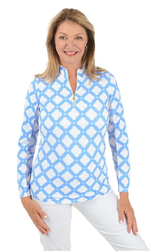 Elegant Wear Comfy Layering Trends Periwinkle Circle Geo UPF50+ Sun Shirt