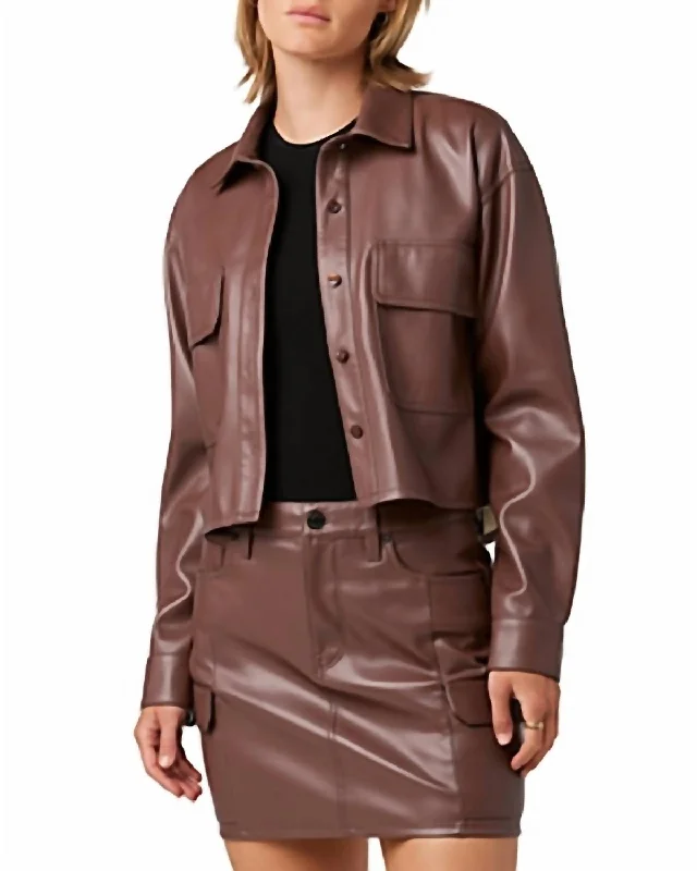 Soft Knitwear Cozy Smart Wear Oversized Shirt In Cinnamon