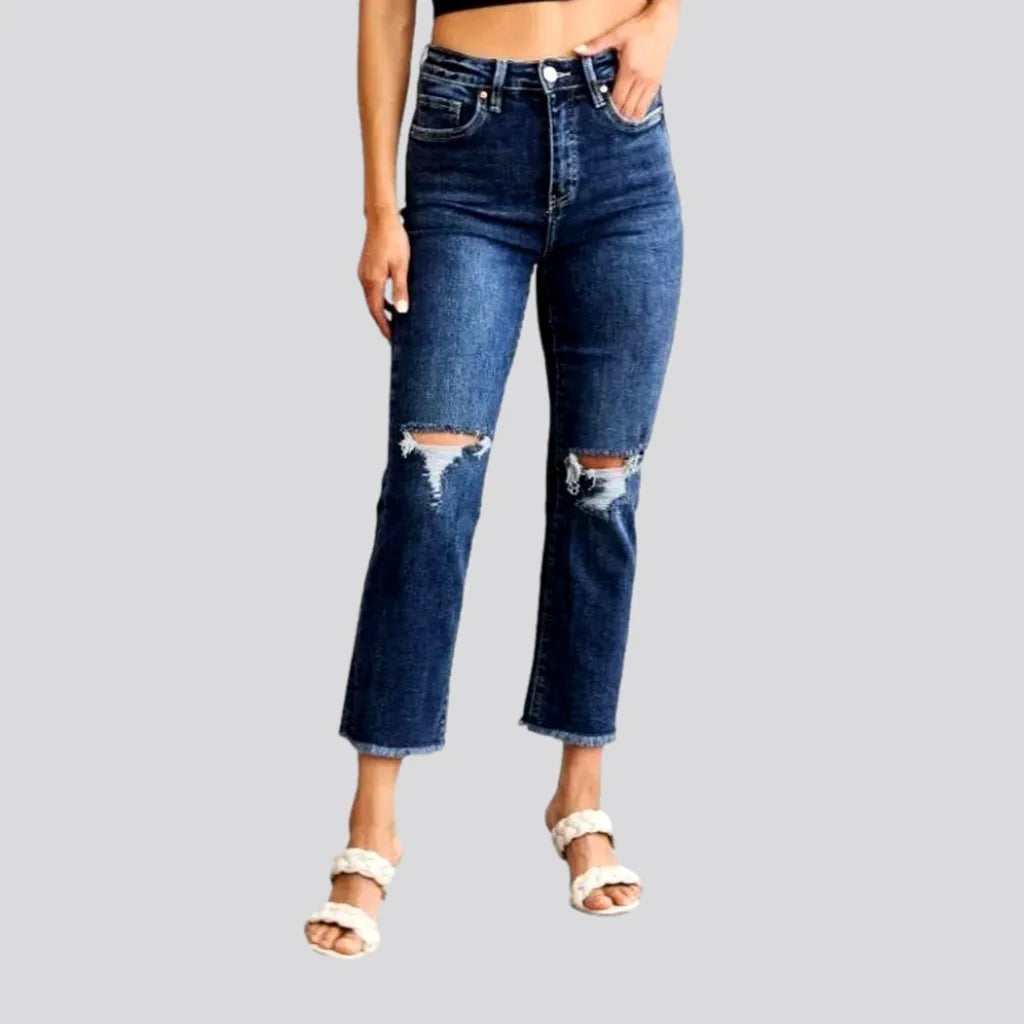 Cozy Pants Trendy Warm Layered Pieces Frayed women's high-waist jeans