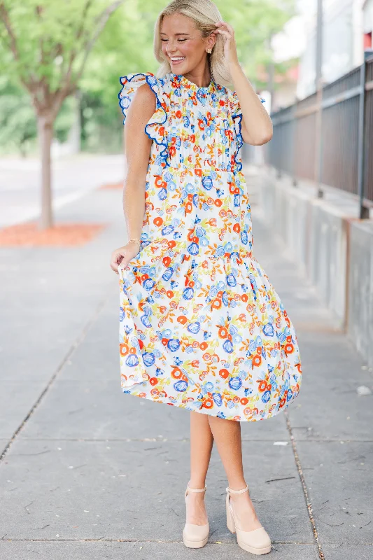 Light Fit Comfortable Chic Wearables Talk About Fun Blue Floral Dress