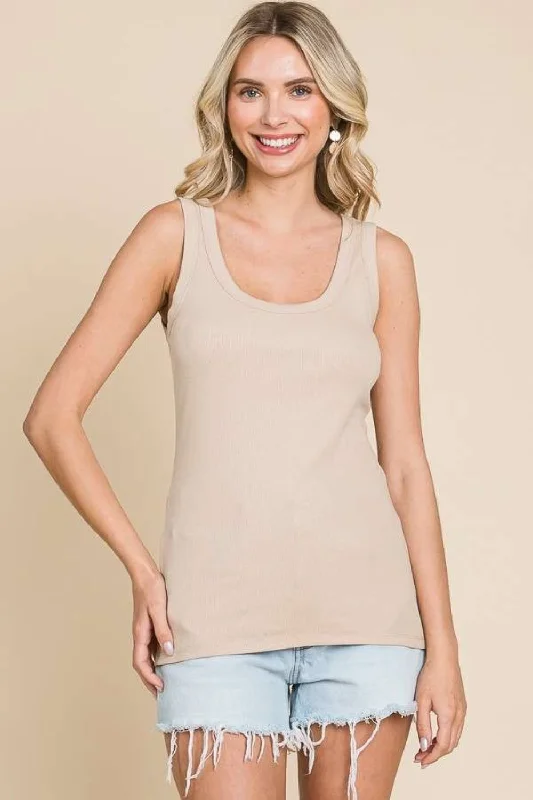 Comfortable Jackets Cozy Everyday Styles Culture Code Full Size Ribbed Scoop Neck Tank