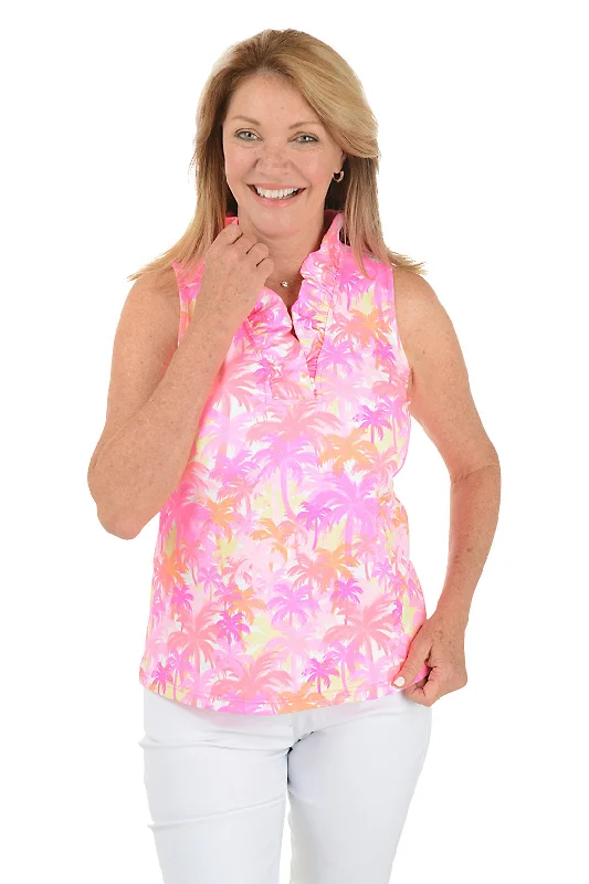 Urban Chic Soft Cozy Wear Sunset Grove UPF50+ Ruffle Sleeveless Top
