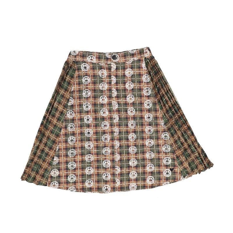 Relaxed Wear Trendy Soft Comfort HEY KID PLAID SMILE SKIRT [Final Sale]