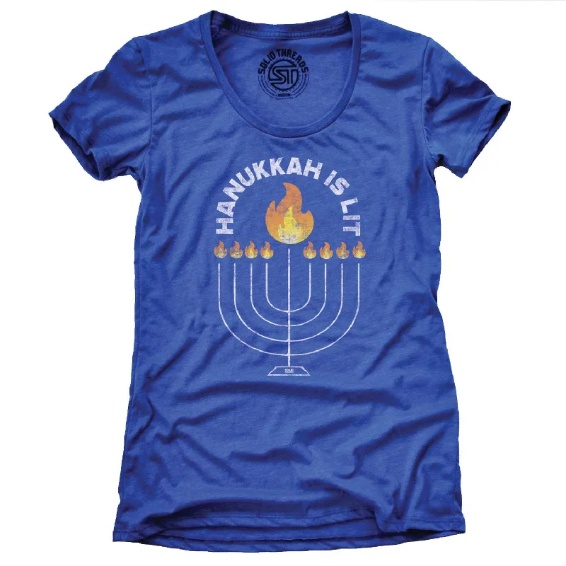 Chic Outfits Comfy Warm Fashion Women's Hanukkah is Lit T-shirt