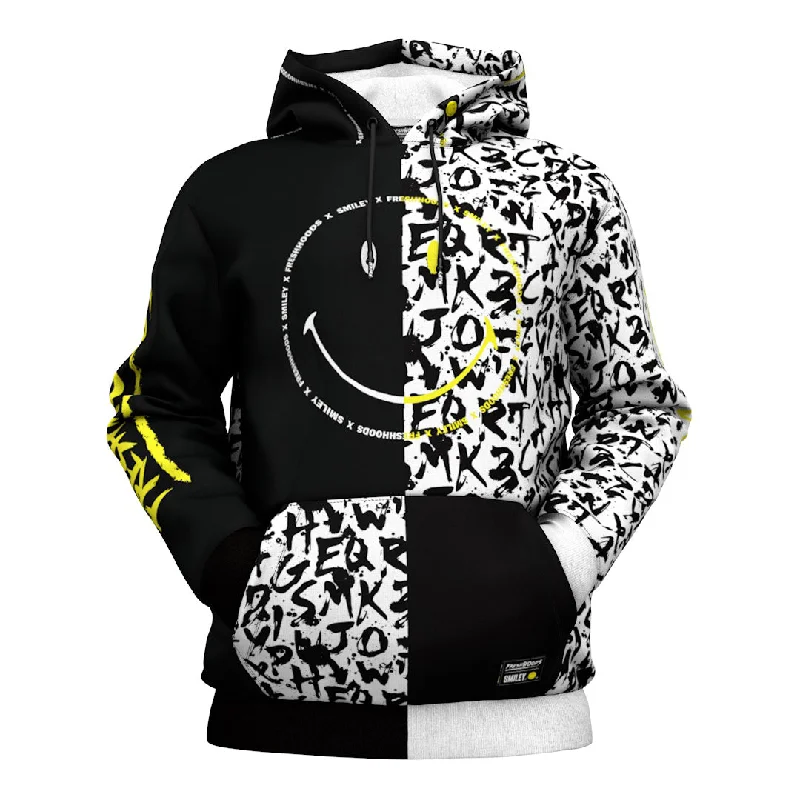 Light Comfort Stylish Relaxed Clothing Freshhoods x Smiley® Text Pattern Hoodie