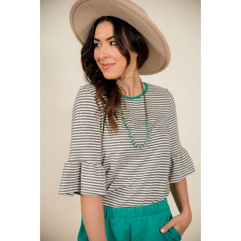 Soft Layers Trendy Warm Layered Pieces Trim Flutter Blouse