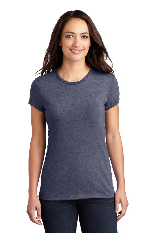 Soft Touch Chic and Comfortable Pieces District Womens Fitted Perfect Tri Short Sleeve Crewneck T-Shirt - Navy Blue Frost
