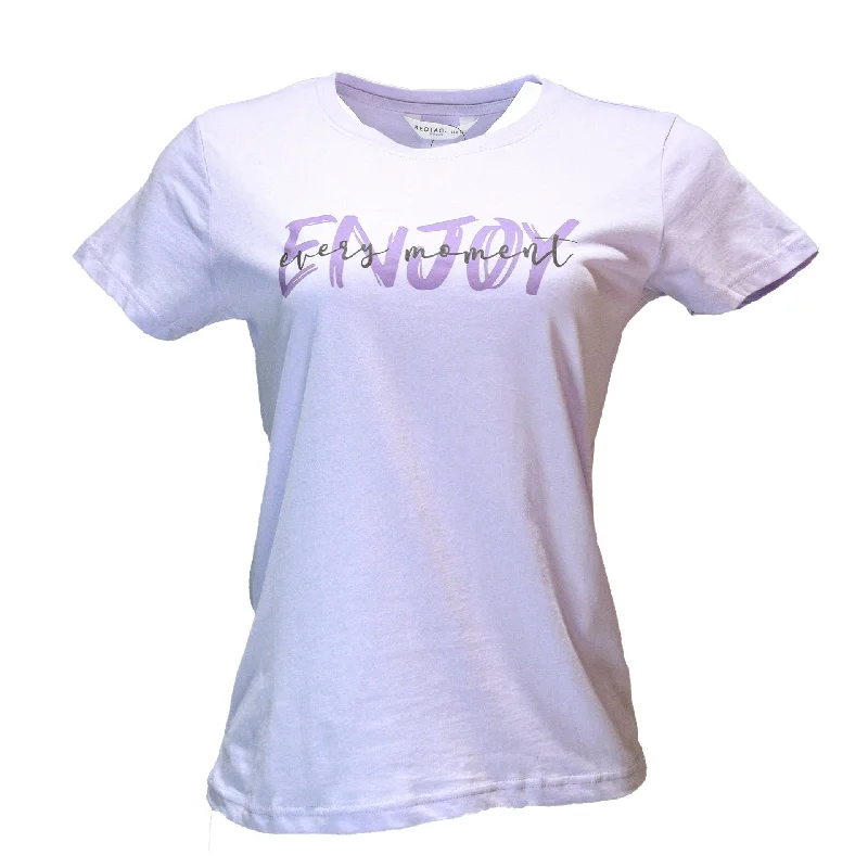 Smart Comfort Wear Casual Soft Fit Mauve Enjoy Printed T Shirt