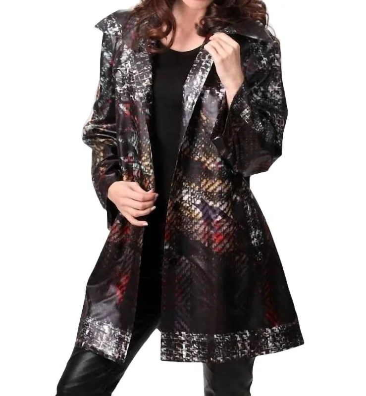 Warm Wear Comfortable Layered Looks Snap-Front Rain Jacket In Black