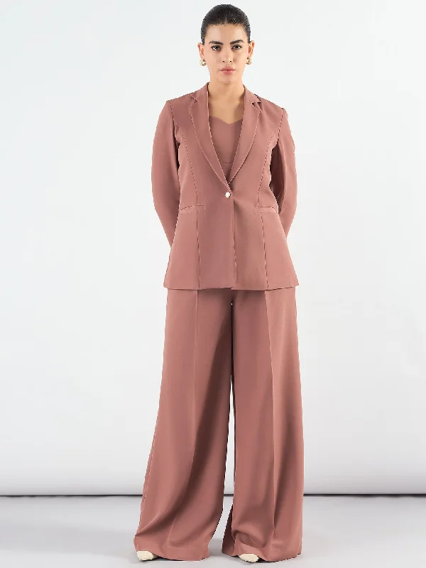 Fashion Comfort Chic and Comfortable Pieces Dusty Peach Classic 3-Piece Suit In Stretchable Fabric