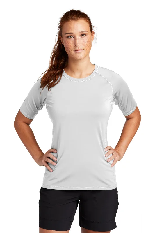 Simple Elegance Soft Daywear Fits Sport-Tek Womens Rashguard Moisture Wicking Short Sleeve Crewneck T-Shirt - White
