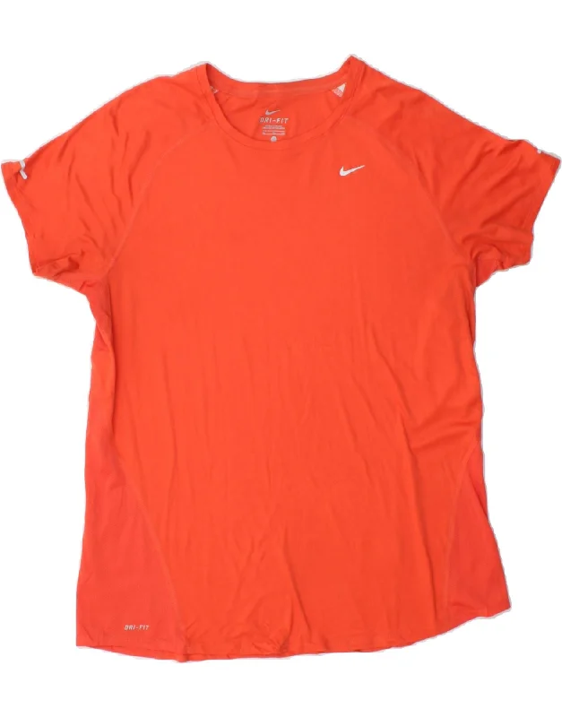 Minimal Comfort Comfortable Trend Wear NIKE Womens Dri Fit T-Shirt Top UK 18 XL Orange Polyester