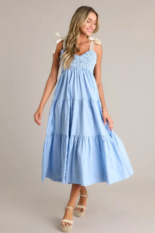 Lounge Chic Affordable Cozy Style The Felicity Light Blue Cotton Midi Dress
