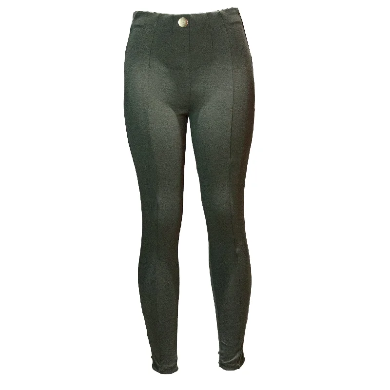 Comfort Fit Comfortable Fashionwear Olive Single Button Dart Ponte Legging