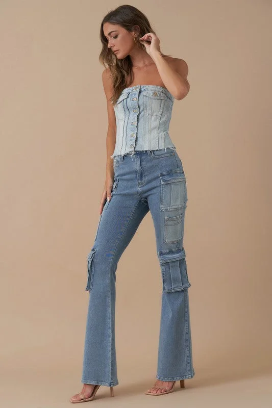 Cozy Shirts Cozy Fashion Pieces Insane Gene High Rise Cargo Bootcut Jeans