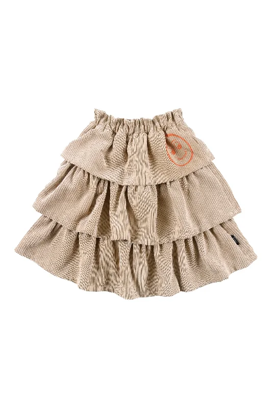 Comfy Chic Trendy Warm Pieces LOUD TAN CORDUROY LAYERED SKIRT [FINAL SALE]
