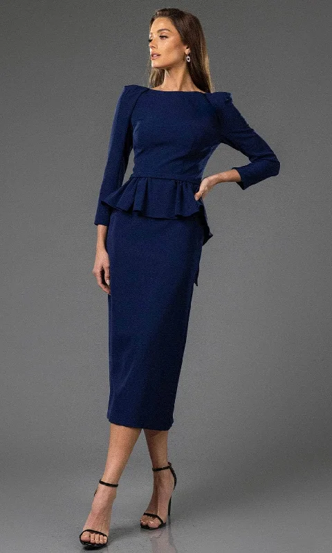 Effortless Comfort Simple Comfort Choices Terani Couture 251C4638B - Long Sleeve Ruffled Peplum Cocktail Dress