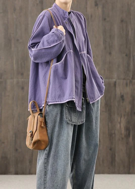 Relaxed Chic Trendy Street Comfort Wear Modern zippered pockets crane tops Work Outfits purple top Relaxed Chic Trendy Street Comfort Wear Modern zippered pockets crane tops Work Outfits purple top
