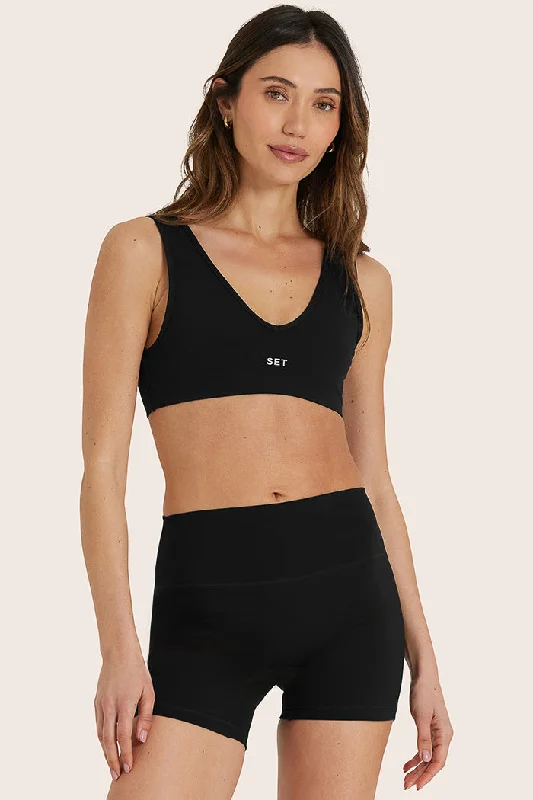 Modern Chic Trendy Warm Pieces SPORTBODY® (BLOOPERS) SPORTY DIP BRA - ONYX