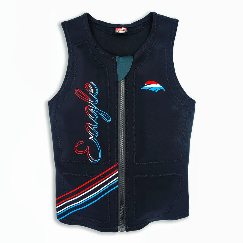 Cozy Vibes Effortless Comfort Fit Eagle Women's All Black USA Vest - 20/20 Flotation