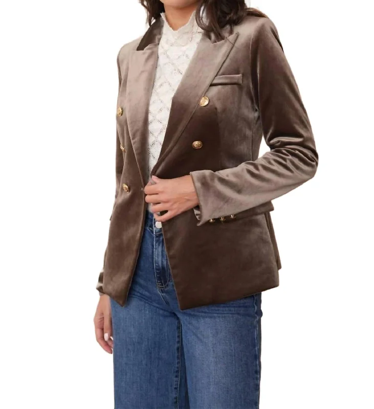 Lounge Chic Soft and Relaxed Fashion Double Breasted Blazer In Taupe