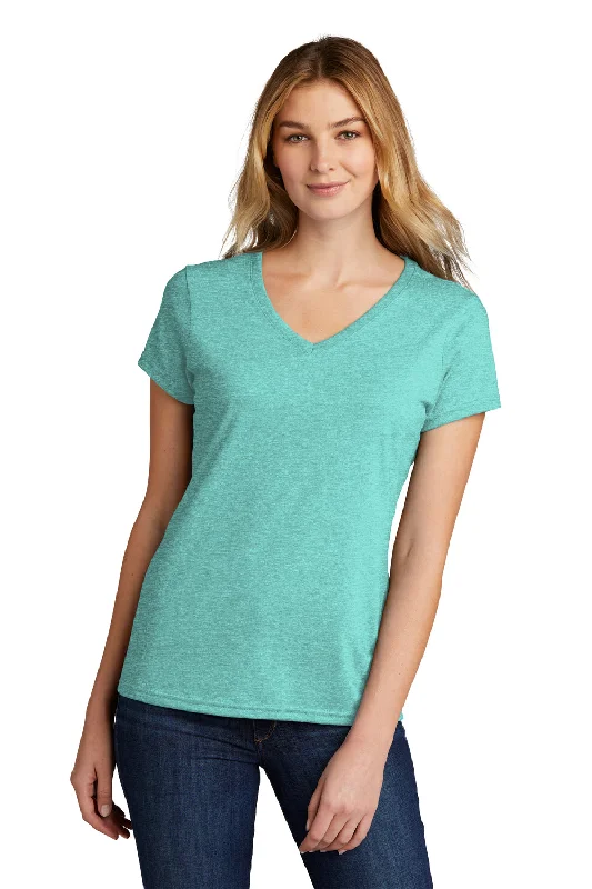 Smart Casuals Cozy Chic Styles Port & Company Womens Short Sleeve V-Neck T-Shirt - Heather Vivid Teal Green