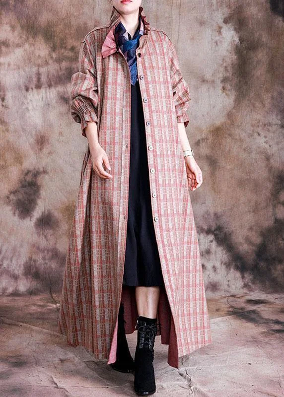 Modern Chic Comfortable Layered Looks Luxury red plaid woolen coats trendy plus size trench coat fall Cinched coat Modern Chic Comfortable Layered Looks Luxury red plaid woolen coats trendy plus size trench coat fall Cinched coat