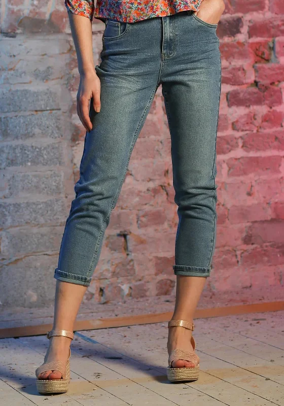 Cozy Sweaters Soft Street Fashion Rant & Rave Karyn Mom Jeans, Mid Blue