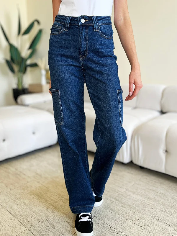 Soft Looks Cozy Street Fashion Judy Blue Full Size High Waist Straight Cargo Jeans