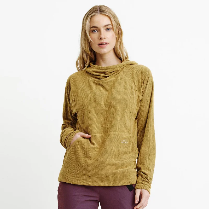 Comfy Chic Effortless Cozy Layers Womens Air-Grid Fleece Mustard