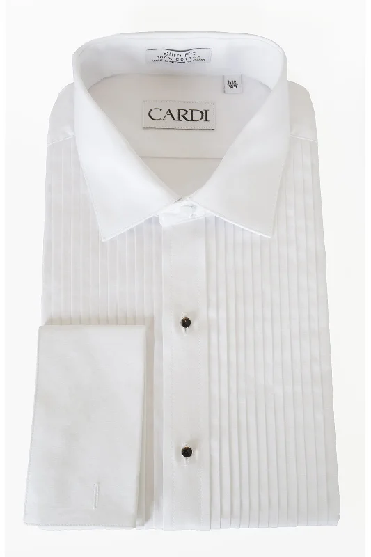 Chic Lounge Comfortable Fashionwear "Charles" White Spread Collar Tuxedo Shirt